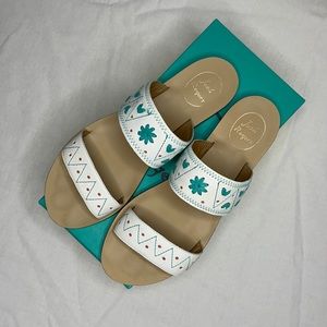 Jack Rogers Adair White/Caribbean Blue Sandals